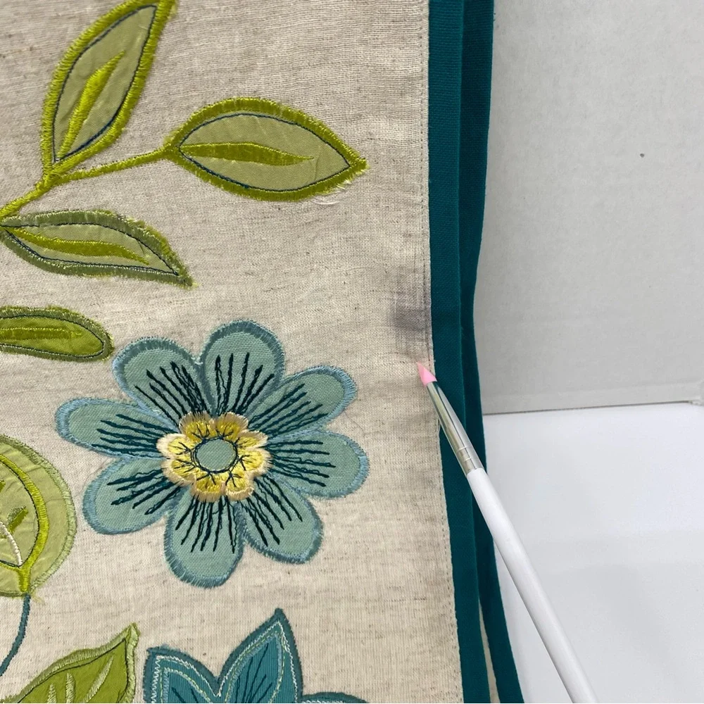 Artistic Accents Table Runner Beige w/Teal Yellow Green Floral Print  72